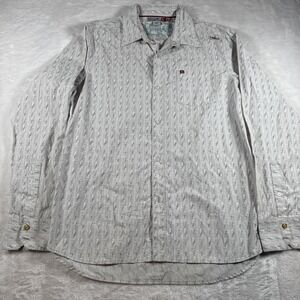Quiksilver Men's Slim Long Sleeve Button Up Shirt All Over Print Size L